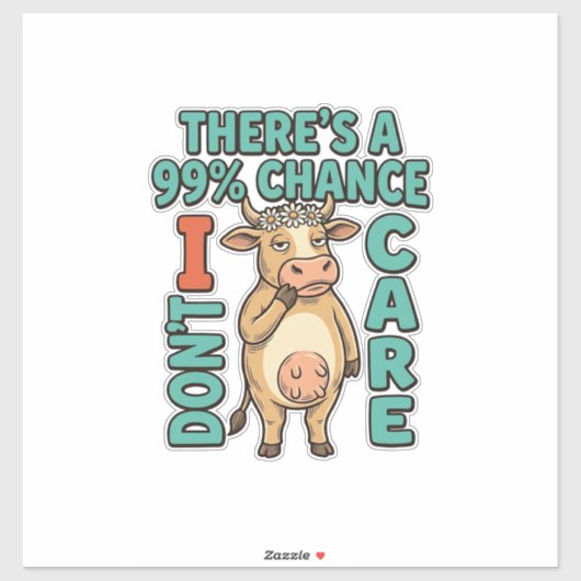 面白い牛 99% 気にしないヴィンテージグラフィック_1 シール (シート)