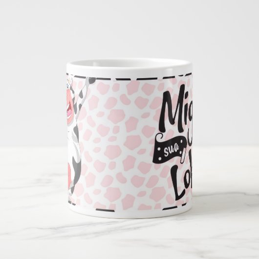 面白い牛「Miga Sua Loka」 ジャンボコーヒーマグカップ (正面)