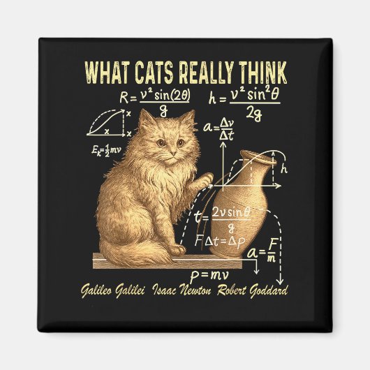 面白い物理学 科学 ユーモア 猫が本当に思っていること マグネット (正面)