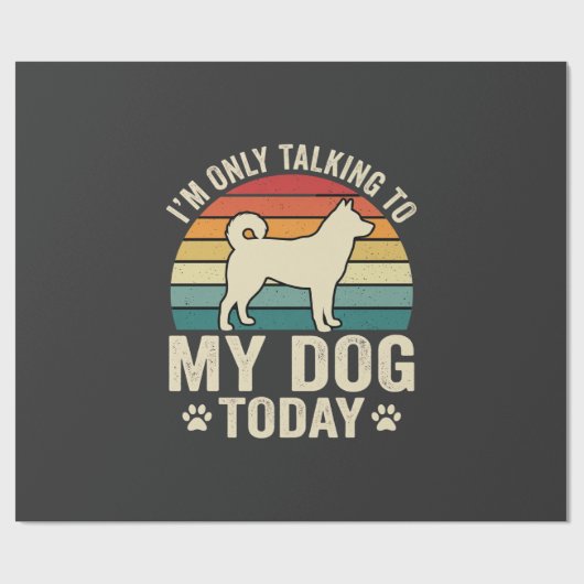 面白い犬が話すレトロな日没 ラッピングペーパー (フラット)