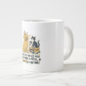 面白い犬と猫のイラスト入りコーヒーカップ ジャンボコーヒーマグカップ (正面右)