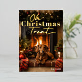 面白い犬のクリスマスおやつ モダン・タイポグラフィ 箔シーズンカード (立ち正面)