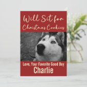 面白い犬のクリスマスクッキー 写真入りカスタムデザイン シーズンカード (スタンド正面)