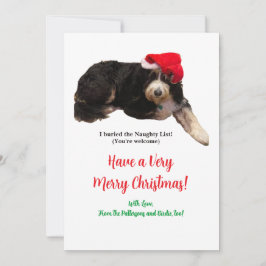 面白い犬のクリスマス写真のフレーズ入りフラットホリデーカード シーズンカード