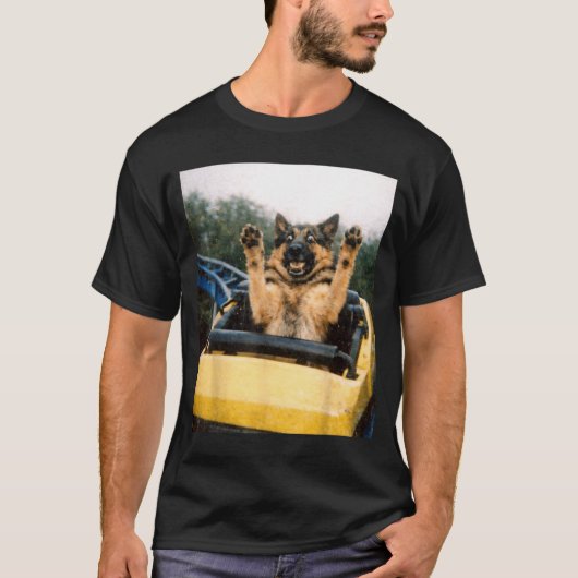 面白い犬のジェットコースタードイツの犬のイラスト Tシャツ (正面)