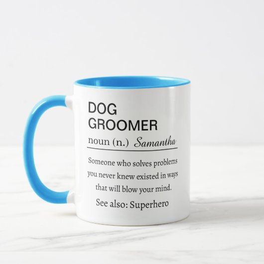 面白い犬のトリマー定義コーヒー マグカップ (左)