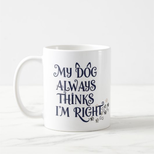 面白い犬のフレーズ コーヒーマグカップ (左)