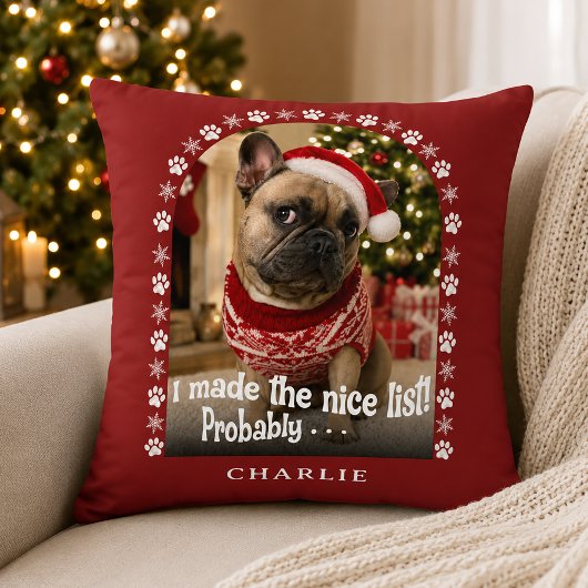 面白い犬のペット写真 クリスマス クッション