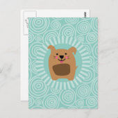 面白い犬のポストカード - かわいい子犬 ターコイズ ポストカード (正面/裏面)