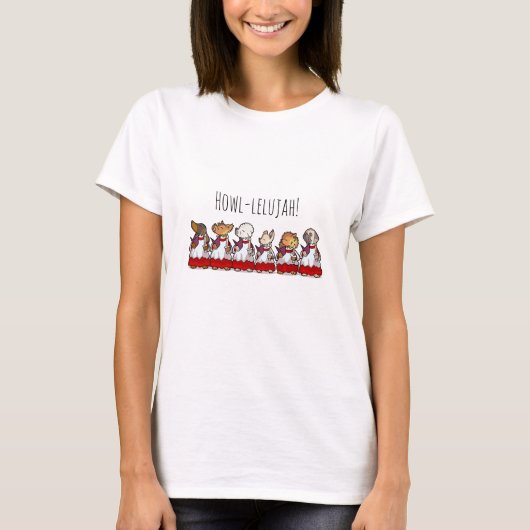 面白い犬の合唱団 ハウルレルヤ 合唱団の少年 パグのキャラクター Tシャツ (正面)