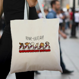 面白い犬の合唱団 Howllelujah 合唱団の少年たち パグのキャラクター トートバッグ