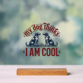 面白い犬の引用アンティーク風彫刻Tシャツデザイン_1 アクリルサイン (ニュートラル)
