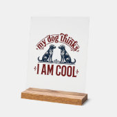 面白い犬の引用アンティーク風彫刻Tシャツデザイン_1 アクリルサイン (傾斜)