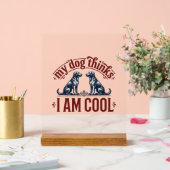 面白い犬の引用アンティーク風彫刻Tシャツデザイン_1 アクリルサイン (ウェディング)
