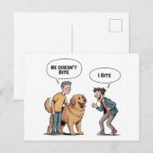面白い犬の引用漫画 私は噛む ユーモア シーズンポストカード (正面/裏面)