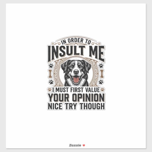 面白い犬の意見ビンテージTシャツデザイン_1 シール (シート)