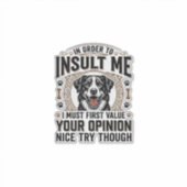 面白い犬の意見ビンテージTシャツデザイン_1 シール (正面)