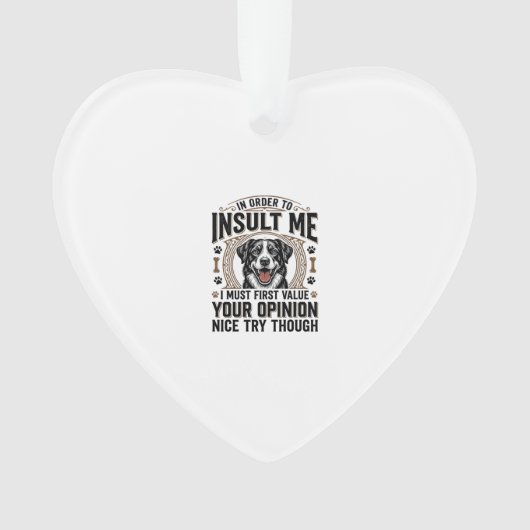 面白い犬の意見ヴィンテージTシャツデザイン_1 オーナメント (正面)