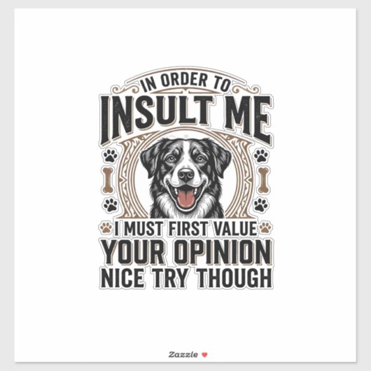 面白い犬の意見ヴィンテージTシャツデザイン_1 シール (シート)