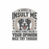 面白い犬の意見ヴィンテージTシャツデザイン_1 シール (正面)