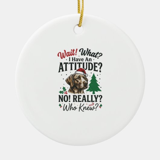 面白い犬の態度のクリスマスベクター デザイン_1 セラミックオーナメント (正面)