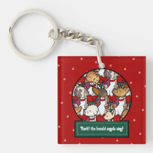 面白い犬の聖歌隊のクリスマスキャロルパグパンのキャラクターグッズ キーホルダー