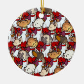 面白い犬の聖歌隊 クリスマス キャロル シンガー カートゥーン セラミックオーナメント (正面)