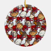 面白い犬の聖歌隊 クリスマス キャロル シンガー カートゥーン セラミックオーナメント (裏面)