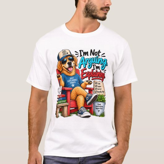面白い犬の言い争いTシャツ Tシャツ (正面)