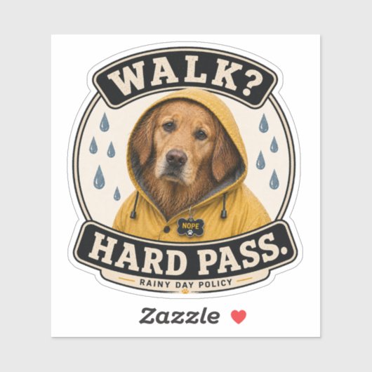 面白い犬の雨の日ステッカー | 散歩？やだな シール (シート)