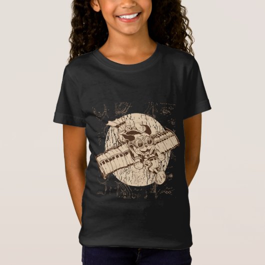 面白い犬の飛行 - ギークな子犬 Tシャツ (正面)