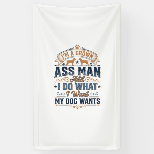 面白い犬の飼い主の引用文 レトロなベクター デザイン_1 横断幕 (縦)