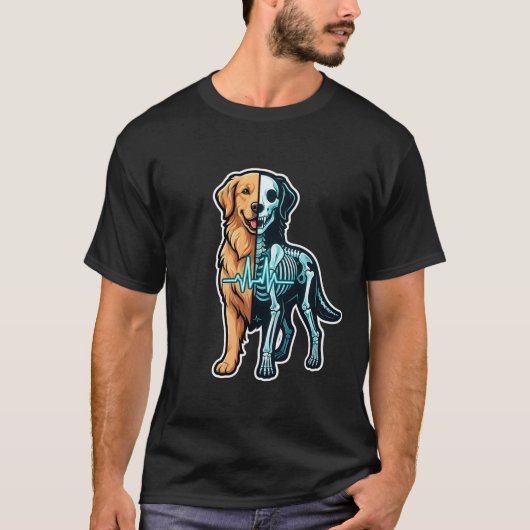 面白い犬のX線写真 動物病院 Tシャツ (正面)
