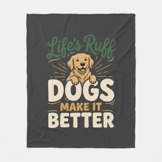 面白い犬は気分を明るくする フリースブランケット (正面)