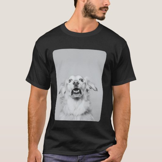 面白い犬ミームヘッドゴールデンレトリバーの顔 Tシャツ (正面)