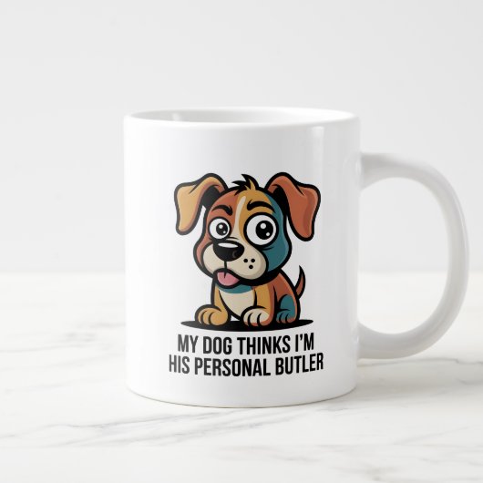 面白い犬執事のキャラクター引用 ジャンボコーヒーマグカップ (右)