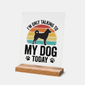 面白い犬好きビンテージサンセット引用デザイン_1 アクリルサイン (傾斜)