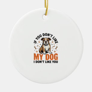 面白い犬好きビンテージ子犬の引用Tシャツデザイン_1 セラミックオーナメント