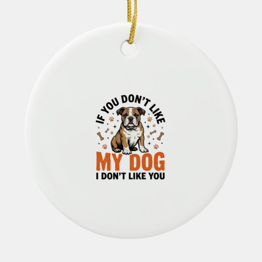 面白い犬好きビンテージ子犬の引用Tシャツデザイン_1 セラミックオーナメント (正面)