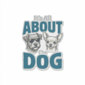 面白い犬好きビンテージ彫刻グラフィック_1 シール (正面)
