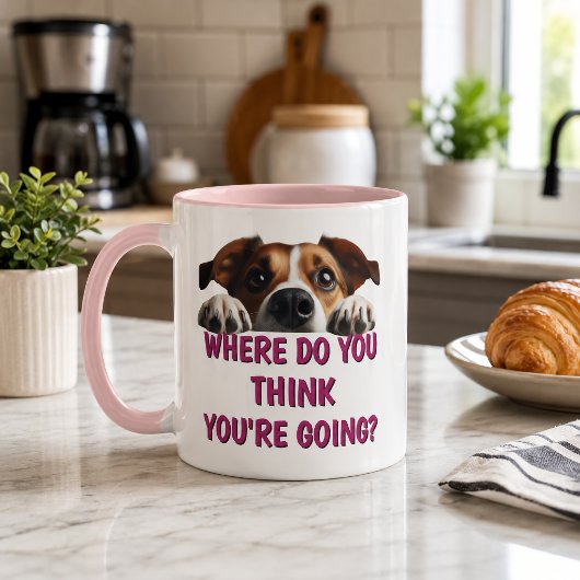 面白い犬 どこに行くの? マグカップ