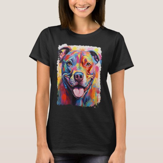 面白い犬 ピットブルテリア Tシャツ (正面)