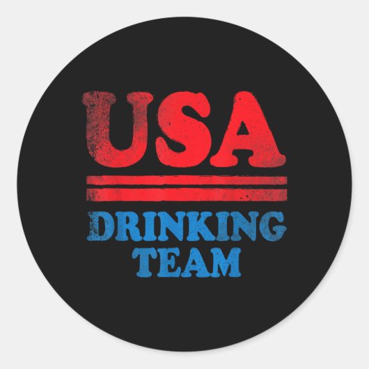 面白い独立記念日の服 USA ドリンクチーム ラウンドシール (正面)