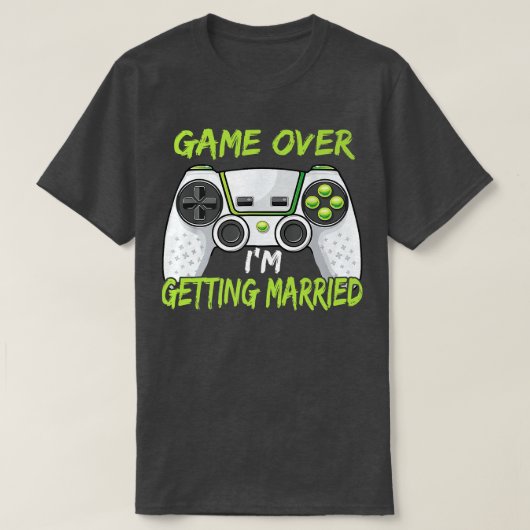 面白い独身パーティーのゲーム オーバー 私は結婚する Tシャツ (デザイン正面)