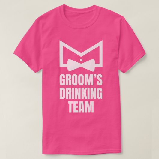 面白い独身パーティーの新郎飲み会チーム ウェディング Tシャツ (デザイン正面)
