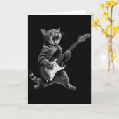面白い猫がギターを弾く ロックンロール メンズ レディース キッズ カード (黄色い花)