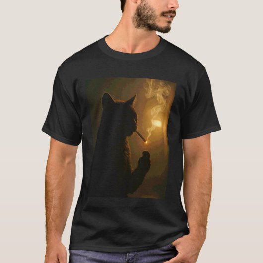 面白い猫がタバコを吸うGen Zのミーム Tシャツ (正面)