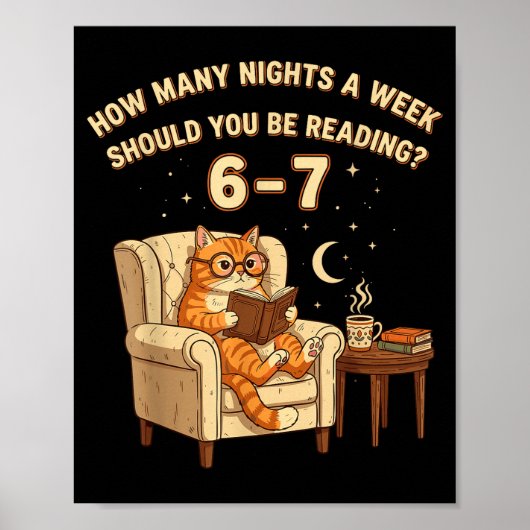 面白い猫が本を読む6-7のミーム 英文学者 本の好きな人向け ポスター (正面)