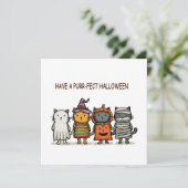面白い猫たちのかわいいハロウィン シーズンカード (スタンド正面)