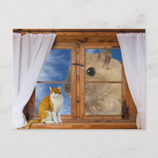 面白い猫とねずみ ポストカード